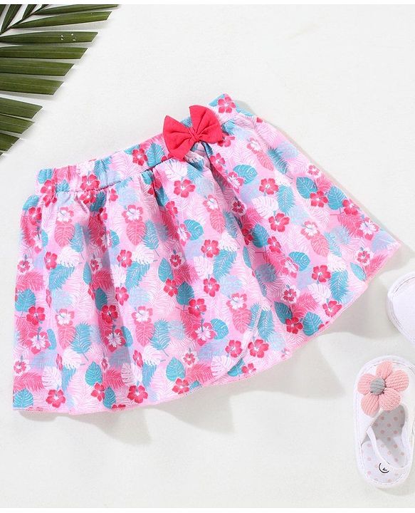 Babyhug Mid Thigh Skirt Floral Print - Pink