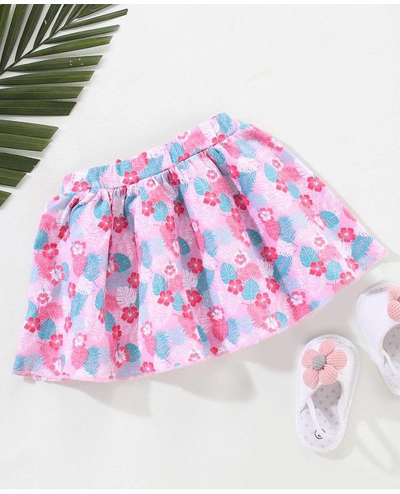 Babyhug Mid Thigh Skirt Floral Print - Pink