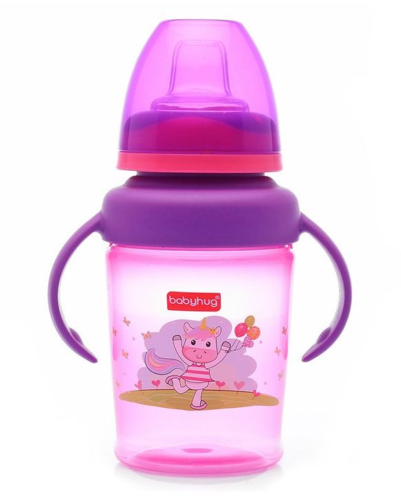 Babyhug 3 in 1 Anti Colic Nipple Spout and Straw Sipper Pink - 270 ml