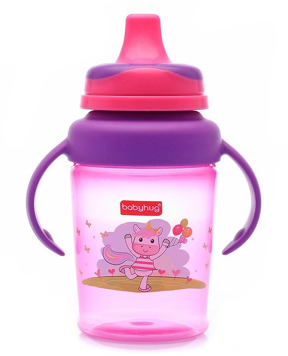Babyhug 3 in 1 Anti Colic Nipple Spout and Straw Sipper Pink - 270 ml