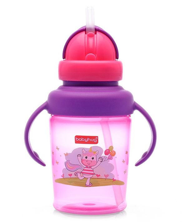 Babyhug 3 in 1 Anti Colic Nipple Spout and Straw Sipper Pink - 270 ml
