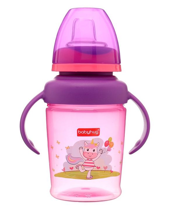 Babyhug 3 in 1 Anti Colic Nipple Spout and Straw Sipper Pink - 270 ml