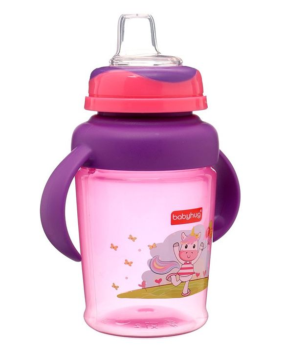 Babyhug 3 in 1 Anti Colic Nipple Spout and Straw Sipper Pink - 270 ml