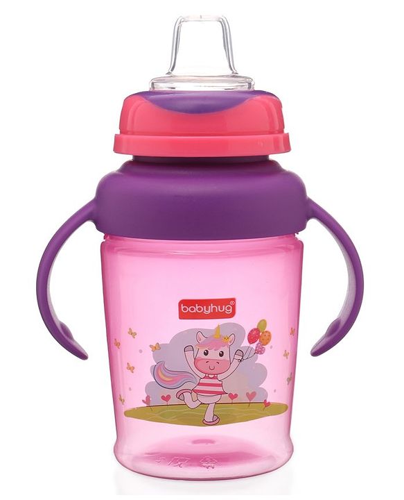 Babyhug 3 in 1 Anti Colic Nipple Spout and Straw Sipper Pink - 270 ml