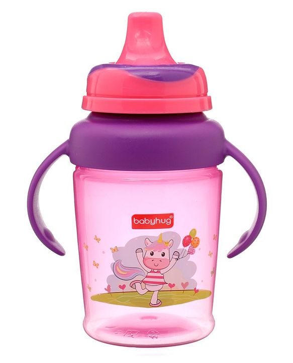 Babyhug 3 in 1 Anti Colic Nipple Spout and Straw Sipper Pink - 270 ml
