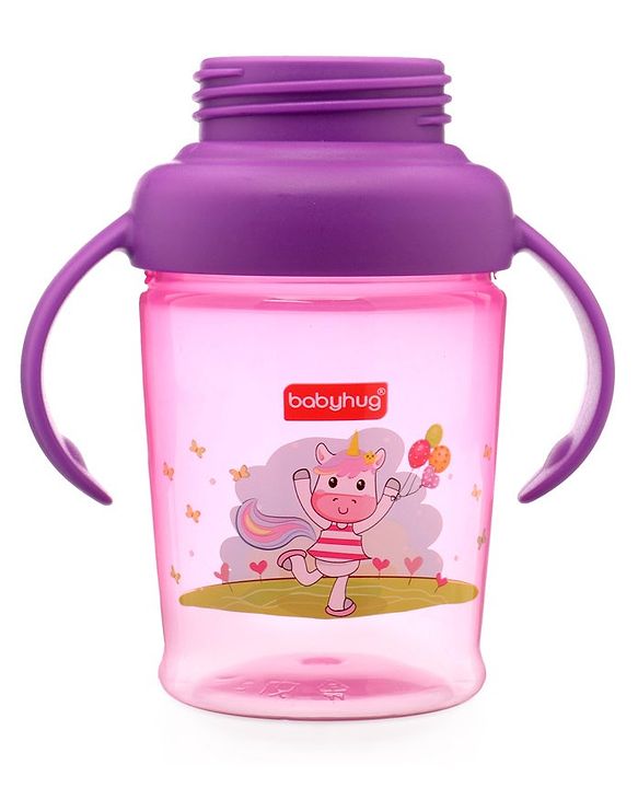 Babyhug 3 in 1 Anti Colic Nipple Spout and Straw Sipper Pink - 270 ml