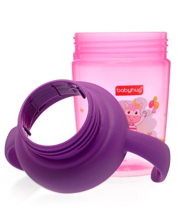 Babyhug 3 in 1 Anti Colic Nipple Spout and Straw Sipper Pink - 270 ml
