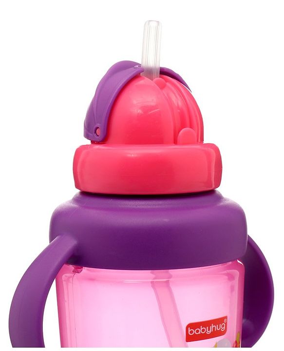 Babyhug 3 in 1 Anti Colic Nipple Spout and Straw Sipper Pink - 270 ml
