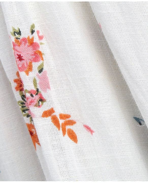 Pine Kids Floral Printed Singlet Frock with Smocked Bodice - White