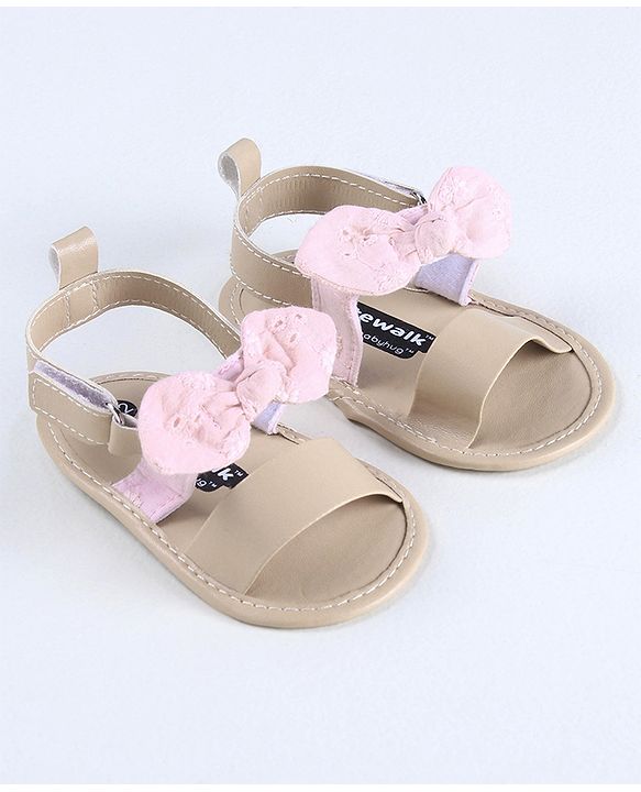 Cute Walk by Babyhug Sandals Style Booties Bow Applique - Brown