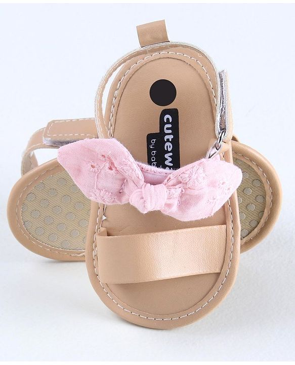 Cute Walk by Babyhug Sandals Style Booties Bow Applique - Brown