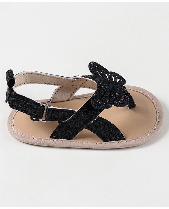 Cute Walk by Babyhug Booties with Butterfly Applique - Black