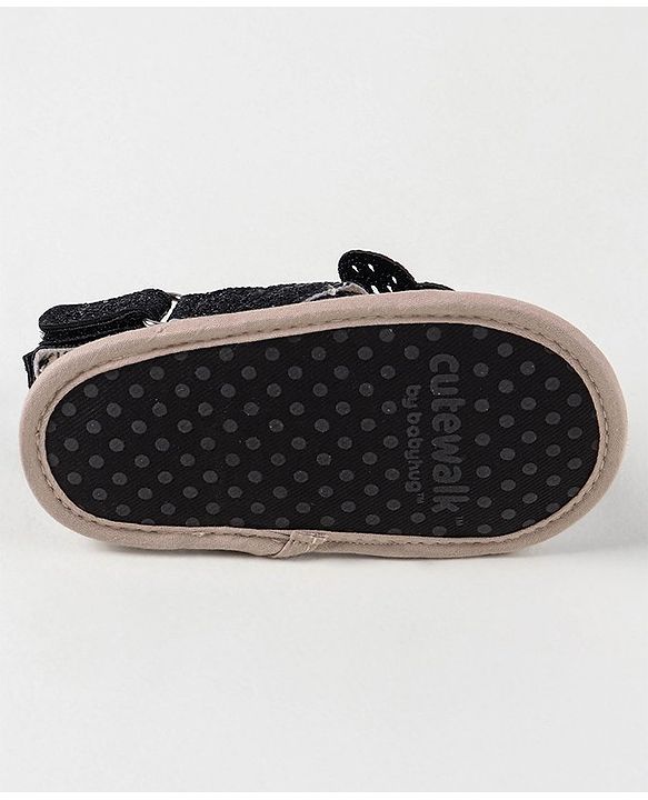 Cute Walk by Babyhug Booties with Butterfly Applique - Black