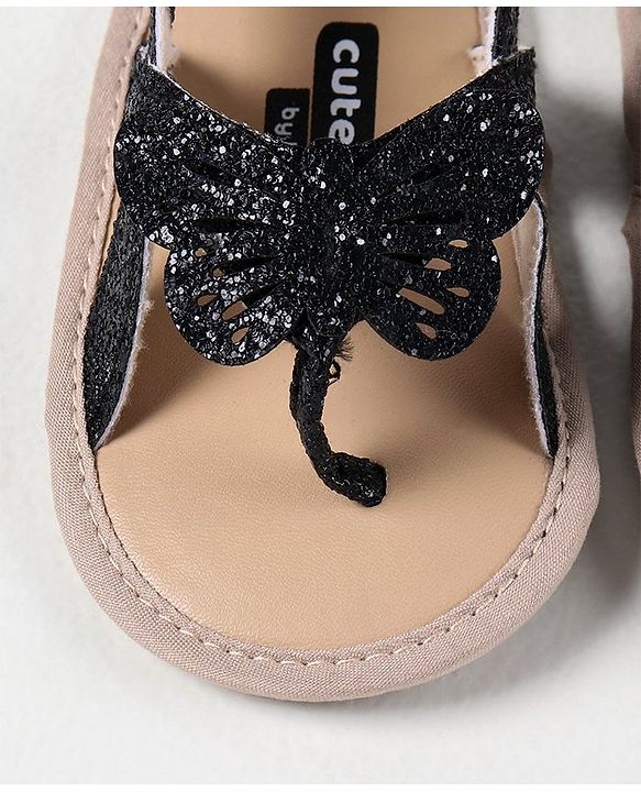 Cute Walk by Babyhug Booties with Butterfly Applique - Black