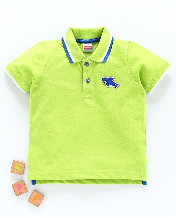 Babyhug Half Sleeves Tee Shark Placement Print - Green
