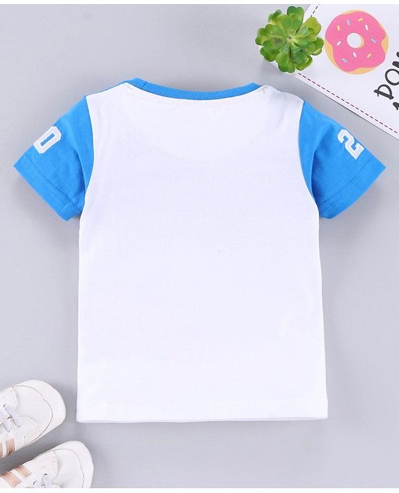 Babyhug Raglan Half Sleeves Biowashed Tee Speedway Print - Blue White