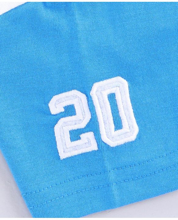 Babyhug Raglan Half Sleeves Biowashed Tee Speedway Print - Blue White