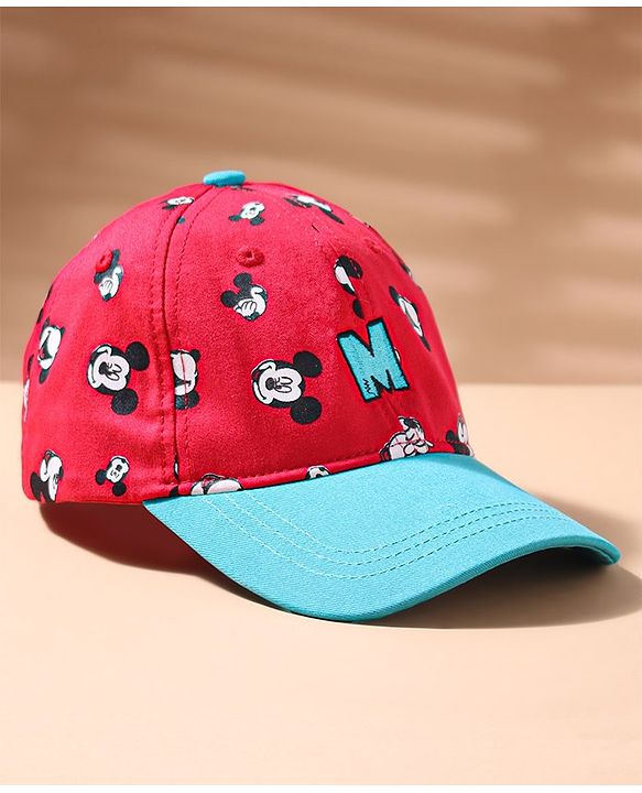 Babyhug Summer Cap Mickey Print Red - Circumference 50 cm