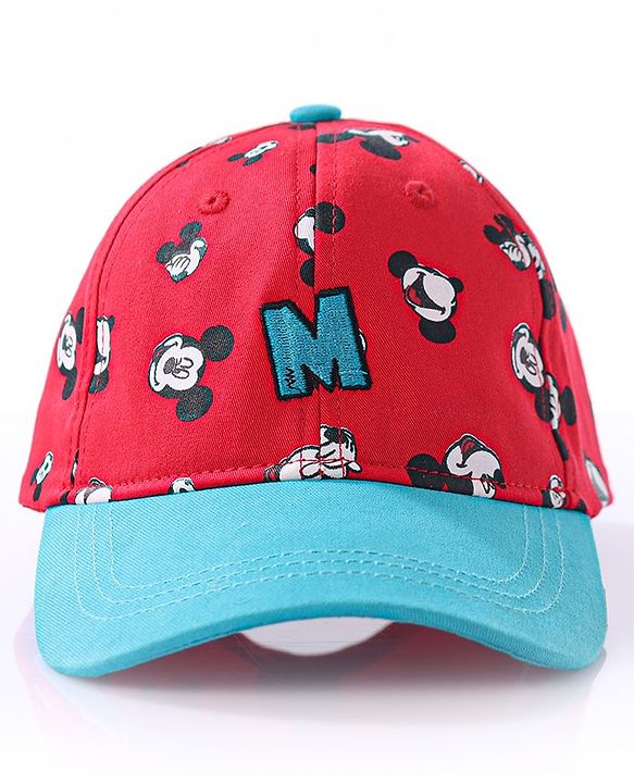 Babyhug Summer Cap Mickey Print Red - Circumference 50 cm