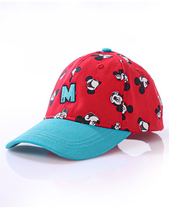 Babyhug Summer Cap Mickey Print Red - Circumference 50 cm