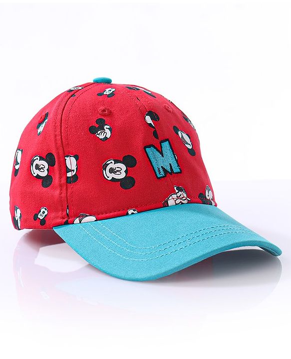 Babyhug Summer Cap Mickey Print Red - Circumference 50 cm