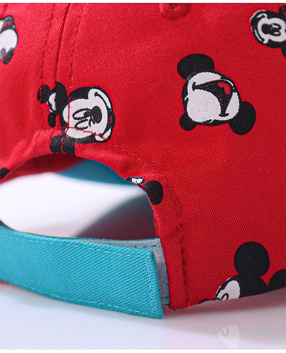 Babyhug Summer Cap Mickey Print Red - Circumference 50 cm