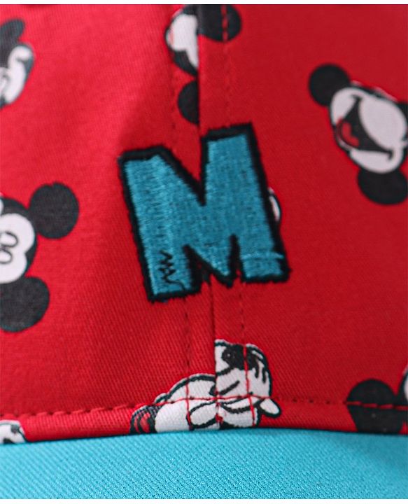 Babyhug Summer Cap Mickey Print Red - Circumference 50 cm