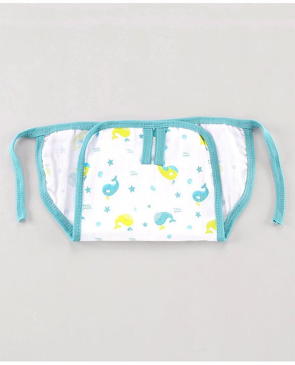 Babyhug Muslin Cloth Nappy Set of 12 Extra Small - Multicolor Whale Print