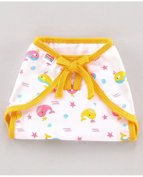 Babyhug Muslin Cloth Nappy Set of 12 Extra Small - Multicolor Whale Print