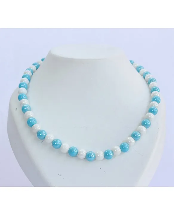 Light Blue Heart Necklace Beaded Multi Strand Hand Made Glass Beads Artisan  Jewerly - Sanyork Fair Trade