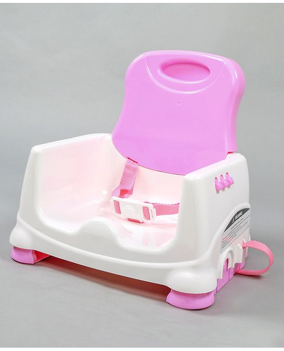 Babyhug 2 in 1 Feeding Chair & Booster Seat - Pink| Easy to Install| Safety Harness| Adjustable Double Food Tray| Durable Sturdy Material| Adjustable Height
