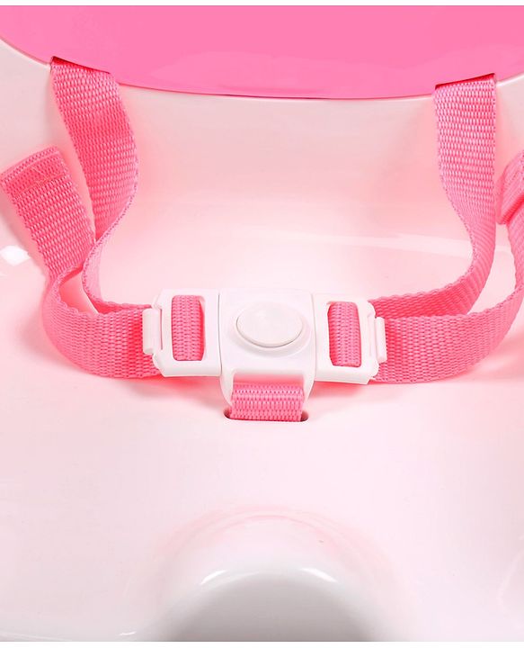 Babyhug 2 in 1 Feeding Chair & Booster Seat - Pink| Easy to Install| Safety Harness| Adjustable Double Food Tray| Durable Sturdy Material| Adjustable Height