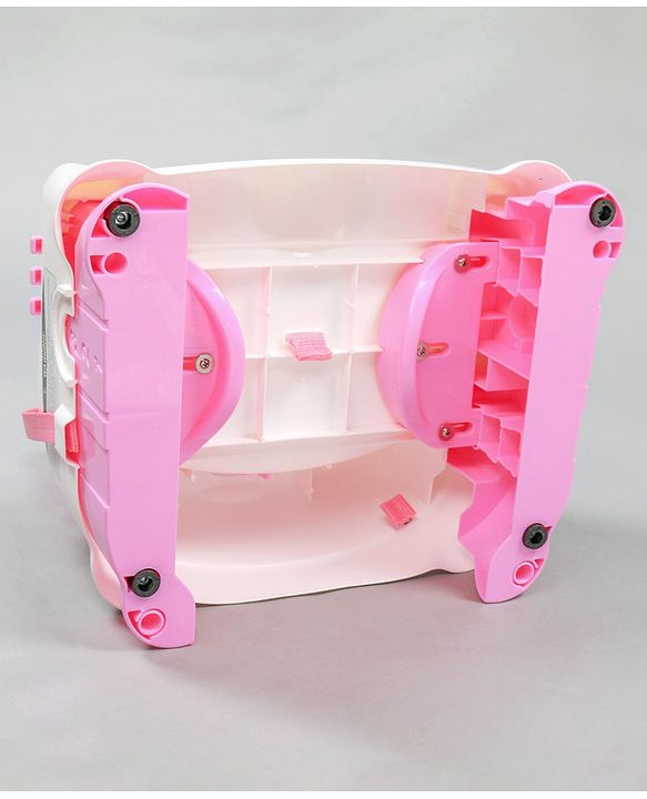 Babyhug 2 in 1 Feeding Chair & Booster Seat - Pink| Easy to Install| Safety Harness| Adjustable Double Food Tray| Durable Sturdy Material| Adjustable Height