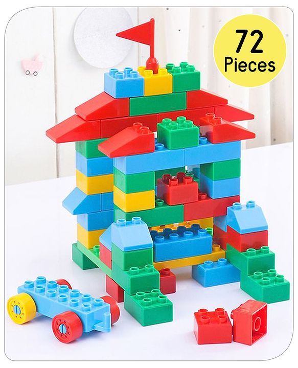 Babyhug Premium 72 Pcs Big Size Colorful Blocks| Toys Building and Construction Interlocking Jumbo Blocks with Big Building Storage Deluxe Bag | Educational and Learning Toy for Children| BIS Certified| Non-Toxic