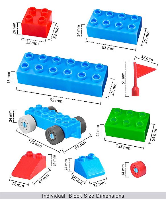 Babyhug Premium 72 Pcs Big Size Colorful Blocks| Toys Building and Construction Interlocking Jumbo Blocks with Big Building Storage Deluxe Bag | Educational and Learning Toy for Children| BIS Certified| Non-Toxic