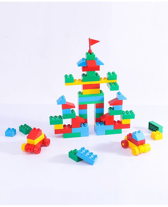 Babyhug Premium 72 Pcs Big Size Colorful Blocks| Toys Building and Construction Interlocking Jumbo Blocks with Big Building Storage Deluxe Bag | Educational and Learning Toy for Children| BIS Certified| Non-Toxic