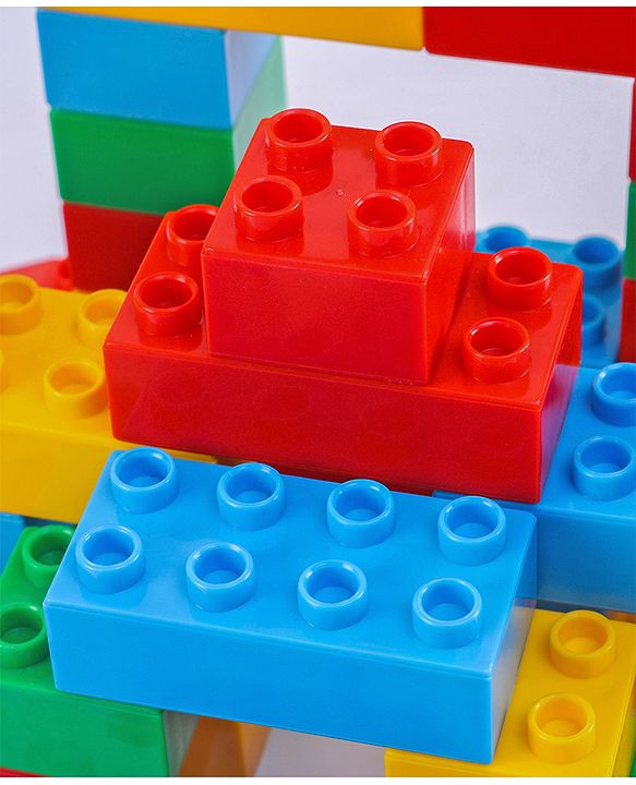 Babyhug Premium 72 Pcs Big Size Colorful Blocks| Toys Building and Construction Interlocking Jumbo Blocks with Big Building Storage Deluxe Bag | Educational and Learning Toy for Children| BIS Certified| Non-Toxic