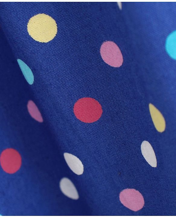 Babyhug Singlet Polka Dot Frock Bow Applique - Blue