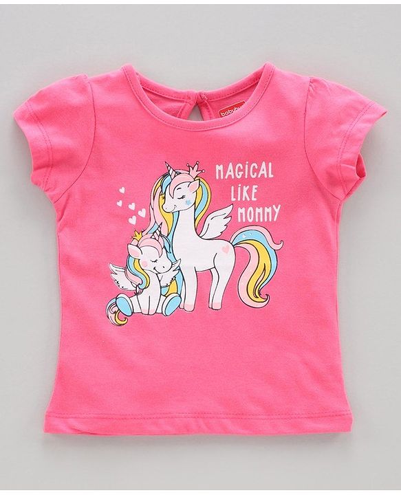 Babyhug Half Sleeves Biowashed Tees Unicorn Print Pack of 3 - Pink White