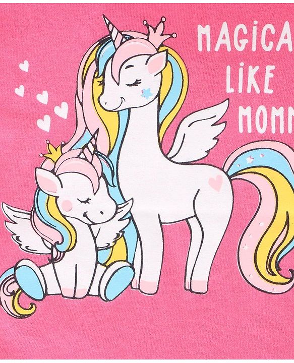 Babyhug Half Sleeves Biowashed Tees Unicorn Print Pack of 3 - Pink White
