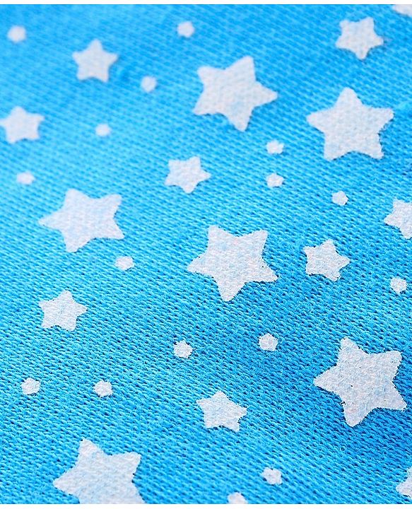 Babyhug Cap Mittens and Booties Set Star Print Blue - Cap Diameter 11 cm