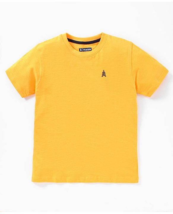 Pine Kids 100% Cotton & Bio wash Half Sleeves Tees Pack of 3 - Yellow Blue Green
