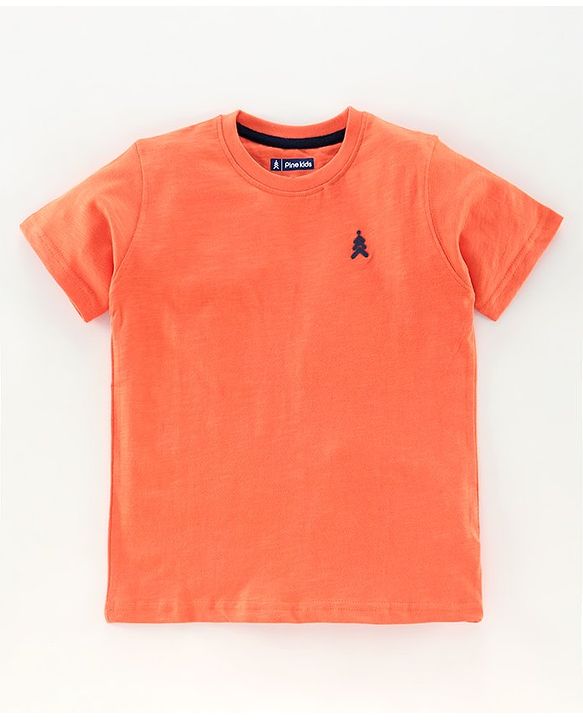 Pine Kids Half Sleeves Bioawashed 100% Cotton Tees Pack of 3 - Orange Green Blue