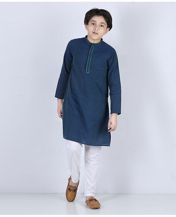 Pine Kids Full Sleeves Printed Kurta & Pajama - Blue