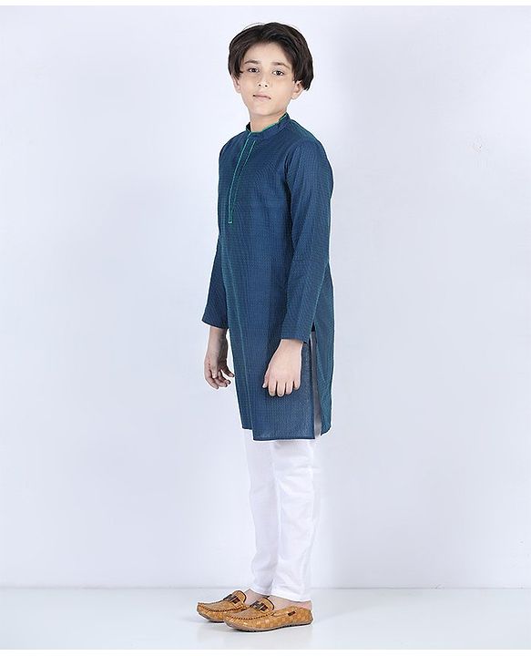 Pine Kids Full Sleeves Printed Kurta & Pajama - Blue