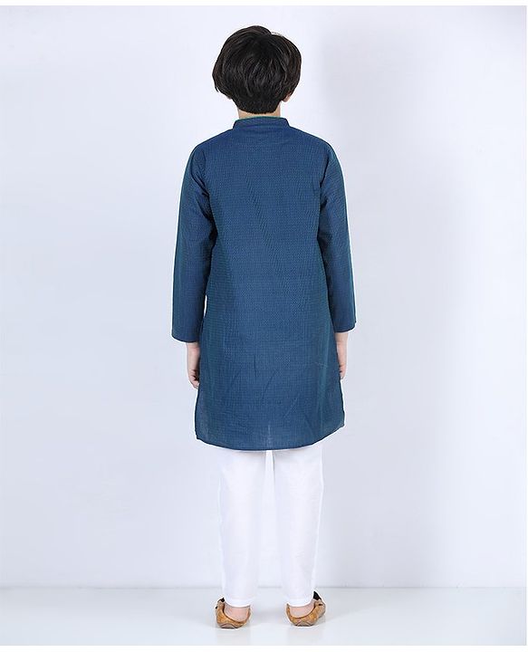 Pine Kids Full Sleeves Printed Kurta & Pajama - Blue