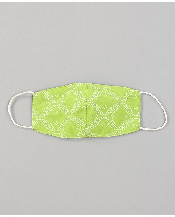 Pine Kids Printed Indo Western Ethnic Set with Mask - Green
