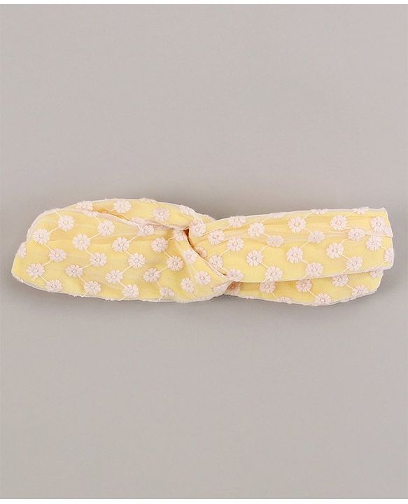 Pine Kids Sleeveless Frock with Nylon Mesh Embroidery All Over - Yellow