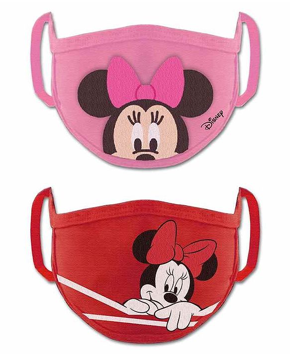Babyhug 4 to 6 Years Washable & Reusable Knit Face Mask Minnie Mouse - Pack of 2
