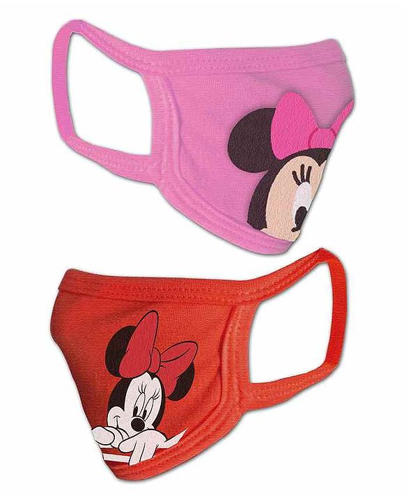 Babyhug 4 to 6 Years Washable & Reusable Knit Face Mask Minnie Mouse - Pack of 2